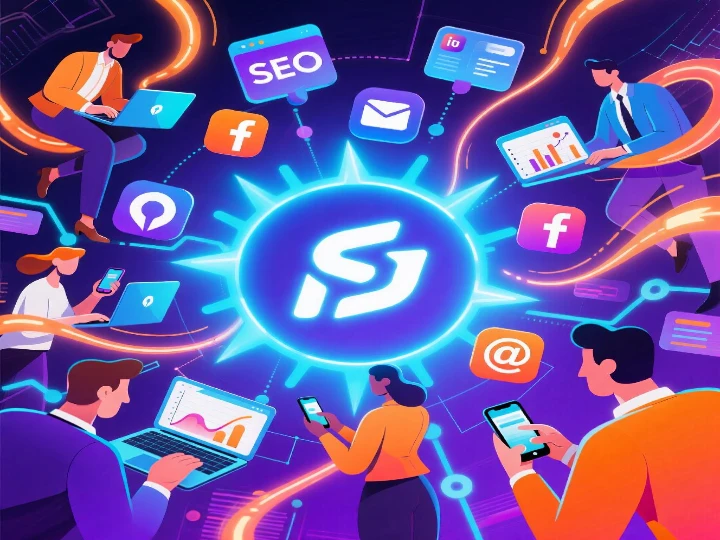 An abstract image representing digital marketing growth and connectivity